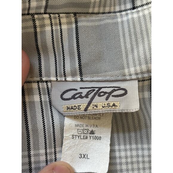 Vintage 90s CalTop Button Up Shirt Men’s Gray Plaid Flannel USA Made Size 3XL - Picture 2 of 5